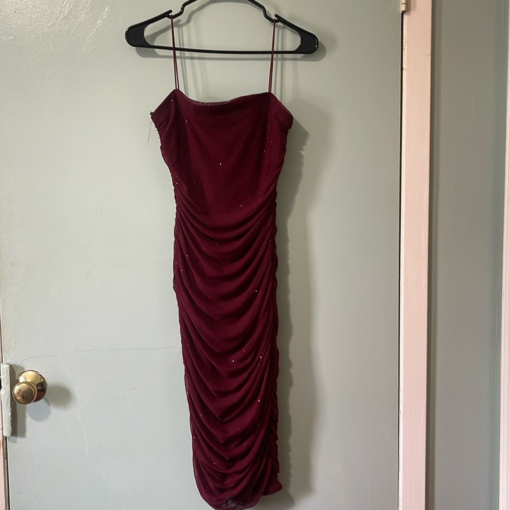 Juniors' Ruched Glitter Mesh Dress - wore once